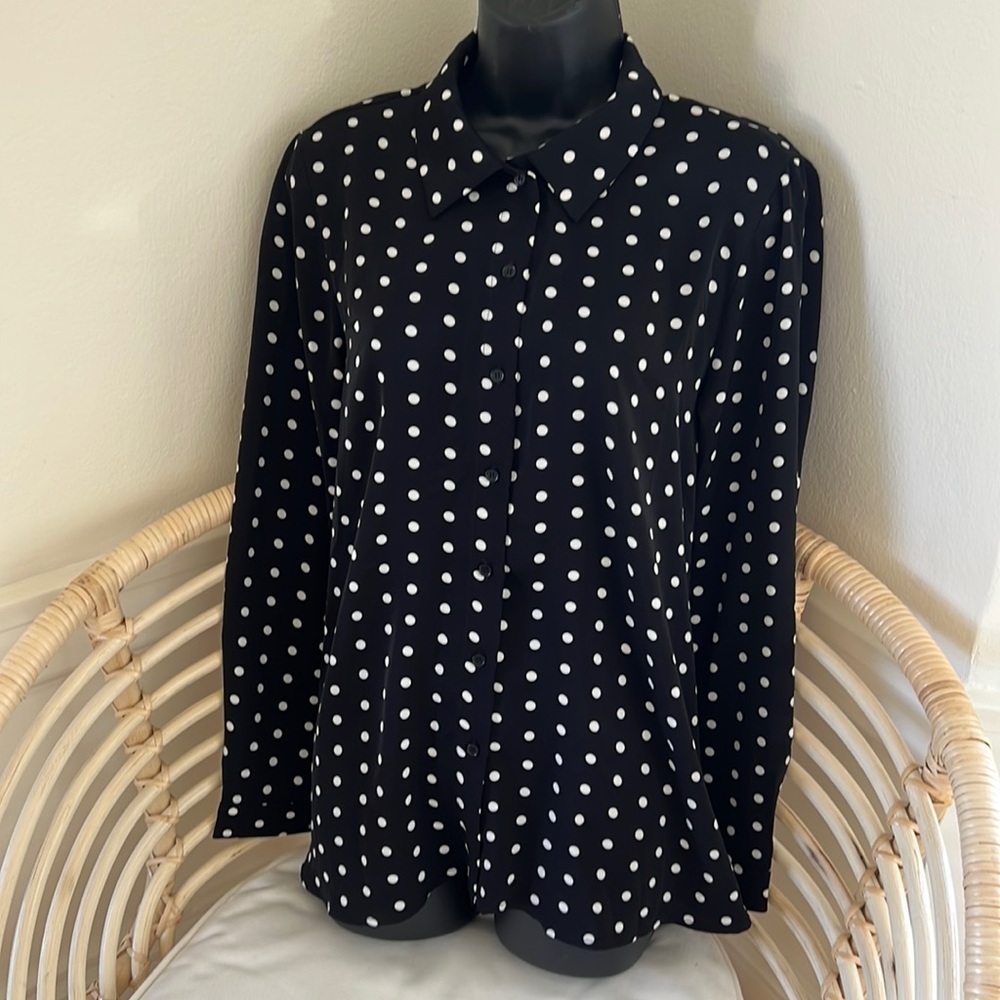 Black and white polka dot blouse